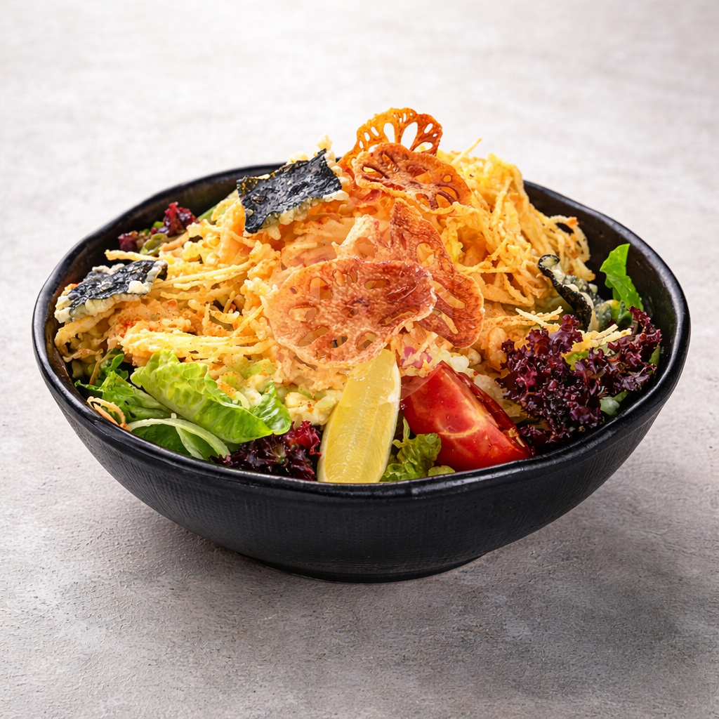 Salmon Kakiage Salad